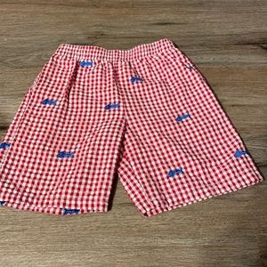 Kelly’s Kids size 3-4 boys red plaid fish shorts